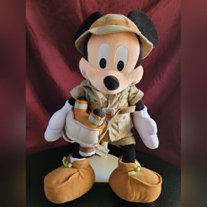 Walt Disney World Safari Mickey Plush Toy With Binoculars 11"